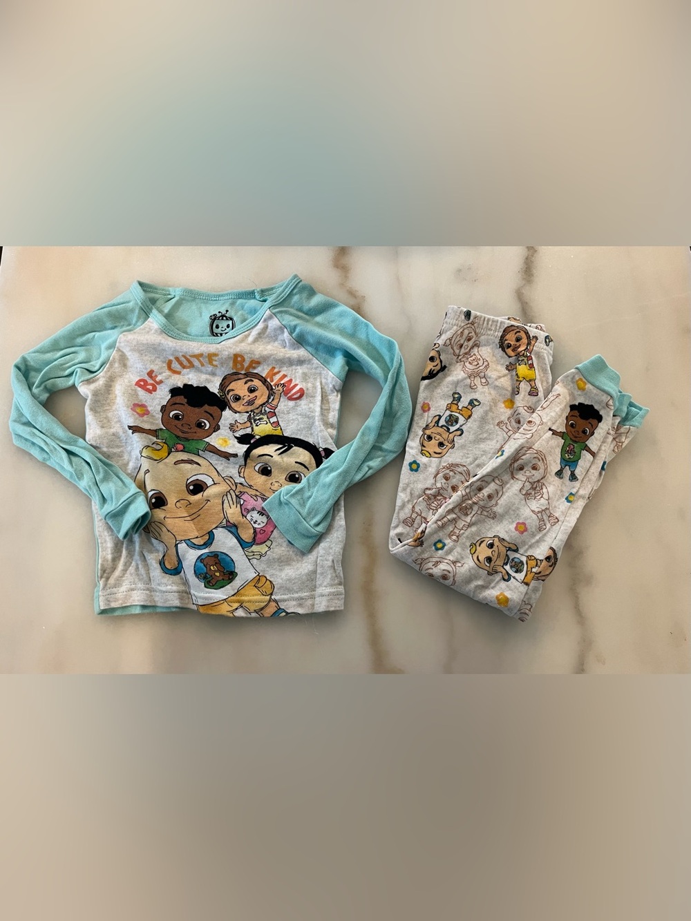 Toddler Long Sleeve Character Pajama Set in Light Blue and Gray